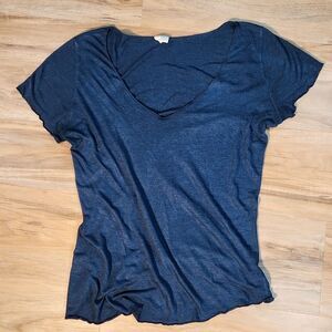 🐞Full Tilt Teal Rayon Scoop Neck Short Sleeve Blouse Large